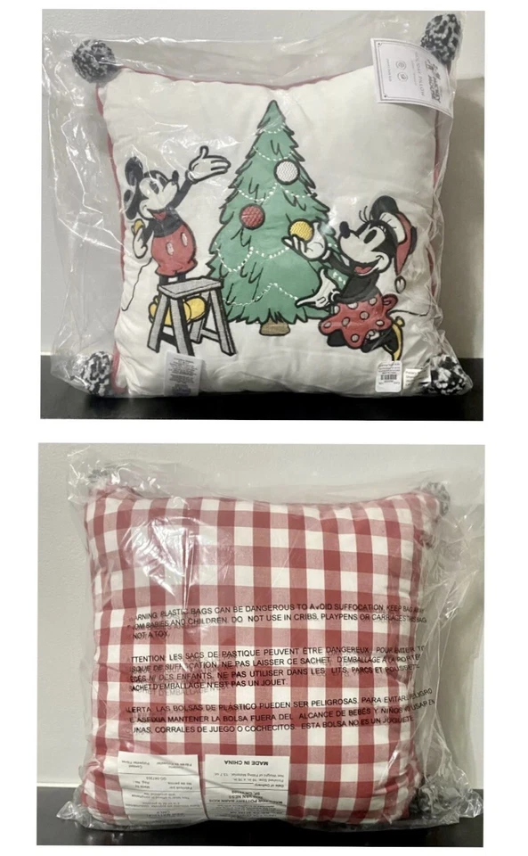 NOVO travesseiro de Natal Pottery Barn Kids Disney Mickey Mouse férias 16x16” 🎄🎅🏼 - Imagem 3 de 4