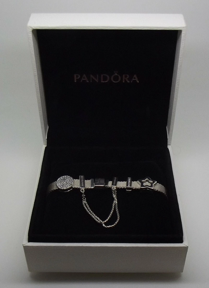 PANDORA REFLECTIONS STERLING SILVER 17CM MESH CHARM BRACELET