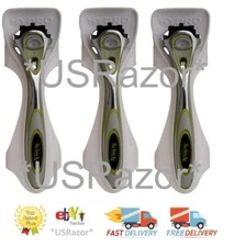 3 Schick Hydro 5 Sensitive Metal Razor Shaver Handle fits Hydro3 Blades Refills 