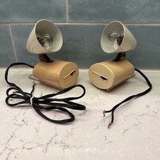 Set of 2-Vintage MCM Bed Headboard Reading Lights/Lamps cream / tan work fine