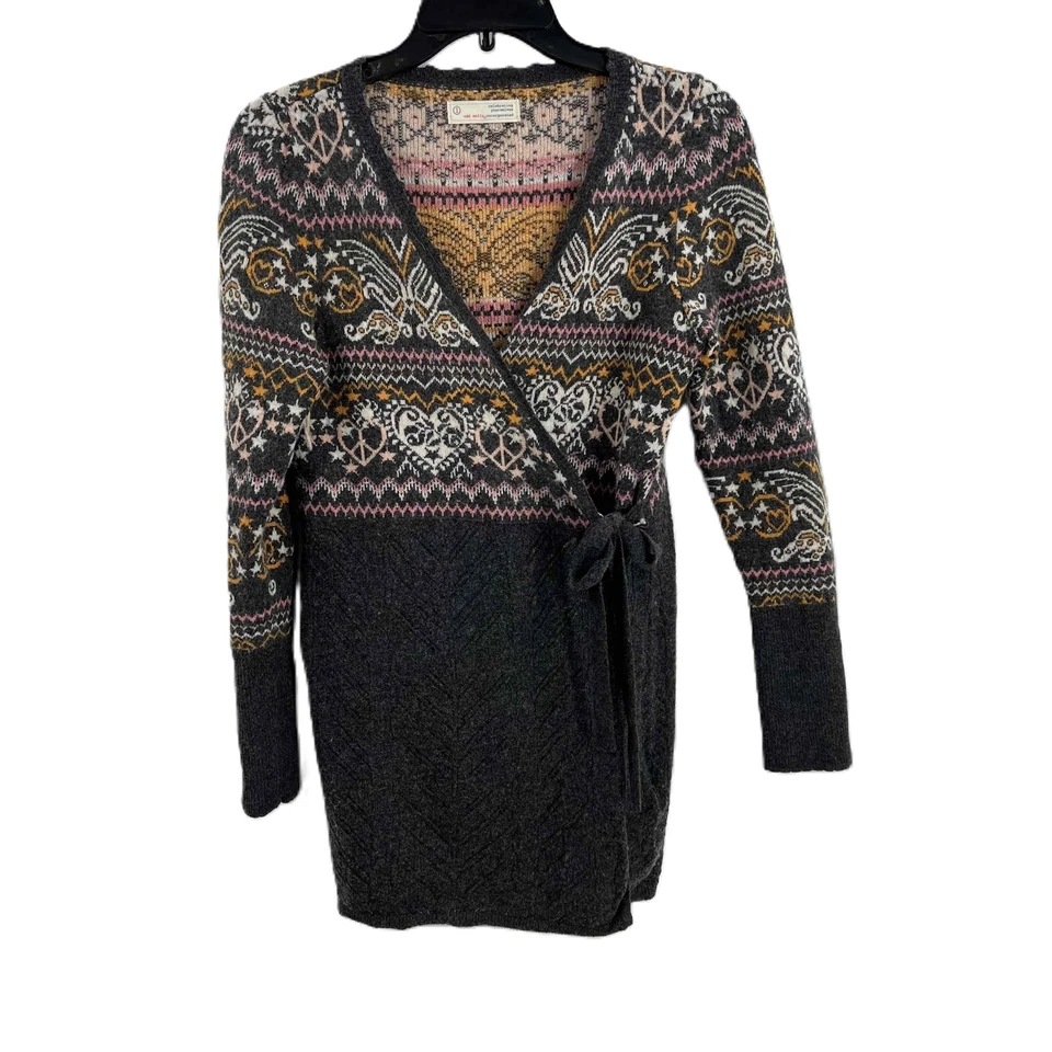Cardigã Odd Molly cinza boho envoltório frontal manga longa suéter de lã tamanho 1 / pequeno - Imagem 2 de 4