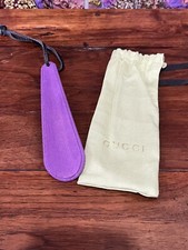 Authentic Gucci Purple Fabric Shoe Horn With Pouch Set NEW