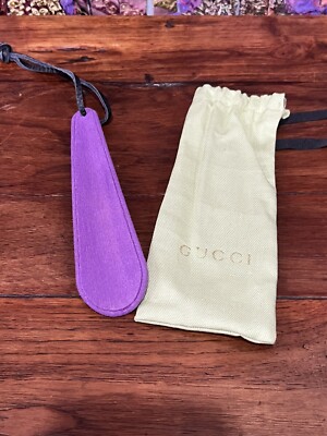 Authentic Gucci Purple Fabric Shoe Horn With Pouch Set NEW