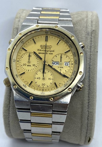Vintage Seiko 7A38-702A Chronograph Sports 100 Royal Oak Watch Mens Quartz  38mm | eBay
