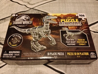 Spin Master Jurassic World Velociraptor Blue Dino 3D Puzzle Builders 108 Pieces