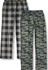 Calvin Klein Boys Soft Brushed Micro Pajama Pant Camo Black Plaid M 7-8 Item C15