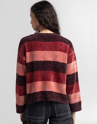 Volcom Bubble Tea Sweater Pullover Chenille Boxy Fit SMALL Color: Black Plum $60 - Picture 3 of 14