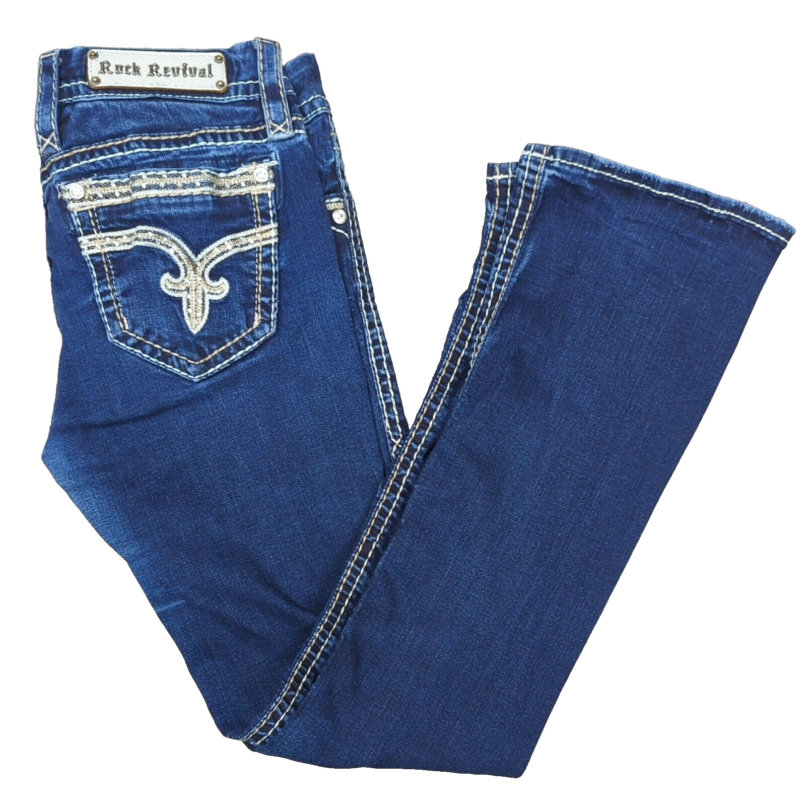 Rock Revival Jeans Womens 31 Sherry Boot Stretch Denim Dark Wash Bling