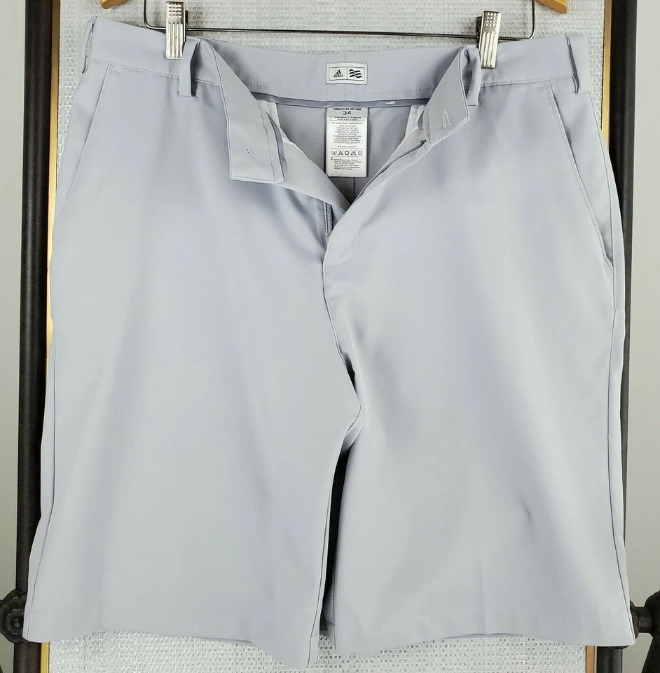 Pantalones Cortos de Golf Chino Bermudas ADIDAS Talla 34 Cintura 10" Largo Gris Rendimiento Para Hombre