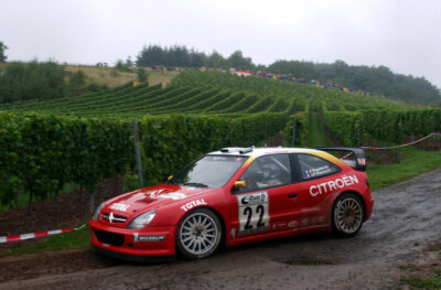 Philippe Bugalski through the vineyards on the shakedown stage WRC Old Photo