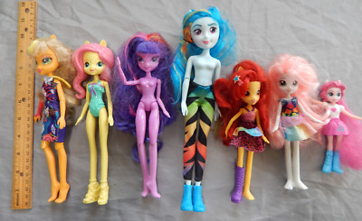 lot of 7 my little pony equestria grils dolls applejack fluttershy mlp eqg
