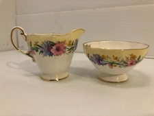 Vintage  Foley Bone China Cream & Sugar Set - rare Cornflower Yellow pattern