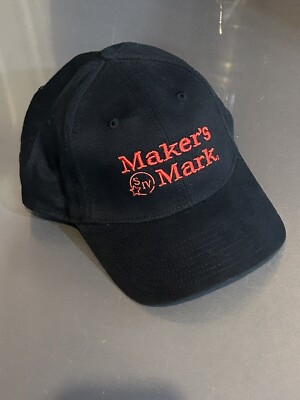 Makers Mark Whiskey Hat/Cap Black Embroidered Strap Back Adjustable Baseball