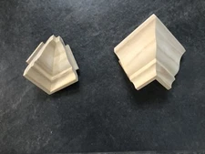 Crown Molding Corners Low Profile BARE SOLID PINE 3 5/8” inside/outside Corners