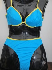 BIKINI Bra top and bottoms set BLUE/YELLOW edging size 12  used