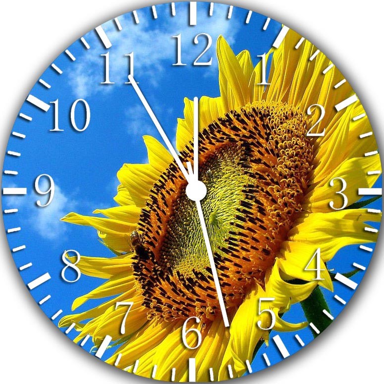 Sun Flower Frameless Borderless Wall Clock Nice For Gifts or Decor