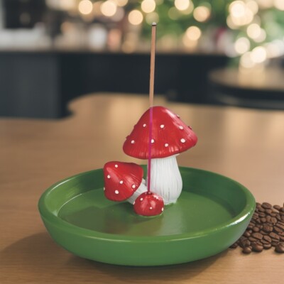 4.25''H Mushroom Incense Burner Ornament Home Decor Unique Gift
