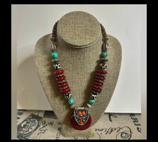 Indian Style Multicolored Necklace, 16 inches in length