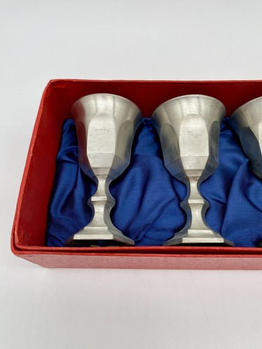 Vintage Leonard Hand Cast Pewter Mini Goblets Shot Glasses Set of 4 in Box - Picture 2 of 10