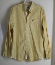 Lacoste Sz 38 Runs S YELLOW WHITE GINGHAM CHECK LOGO SHIRT TOP