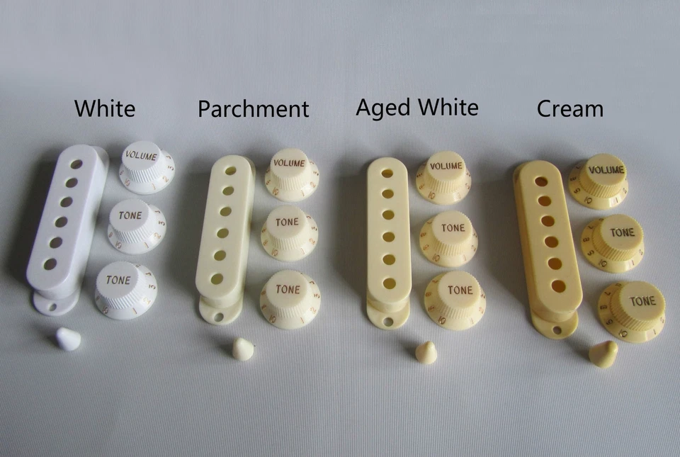 Set of 3 White ST/Strat Style Guitar Knobs Volume and Tone Knobs - Image 2 of 2