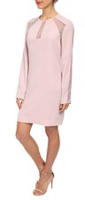$268 BCBG LAVENDER MIST "PAYTEN" LACE LONG SLEEVE SHEATH DRESS NWT M