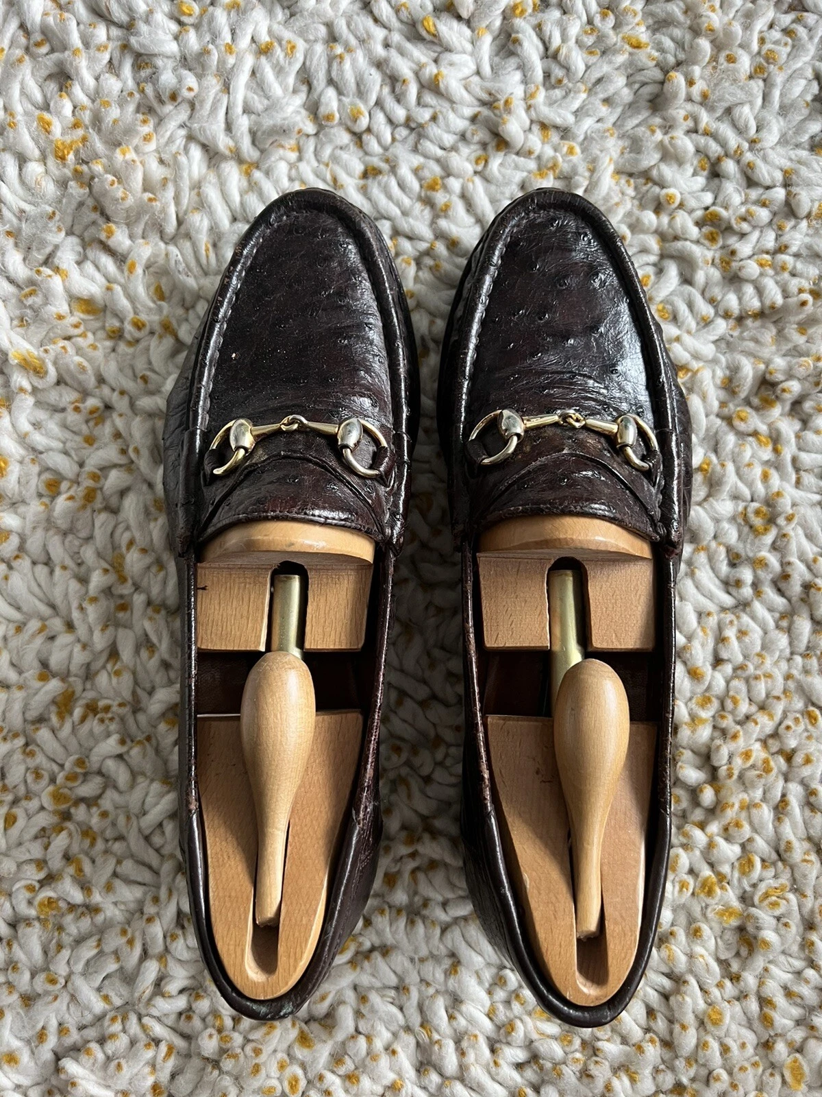 Mocassins vintage Gucci super rare cuir d'autruche 44,5 D 11/11,5