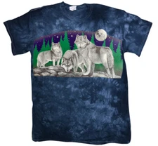 Mens Tie Dye T-shirt Wolf Wolves Graphic Tee Nature Outdoors Wildlife Gifts Gear