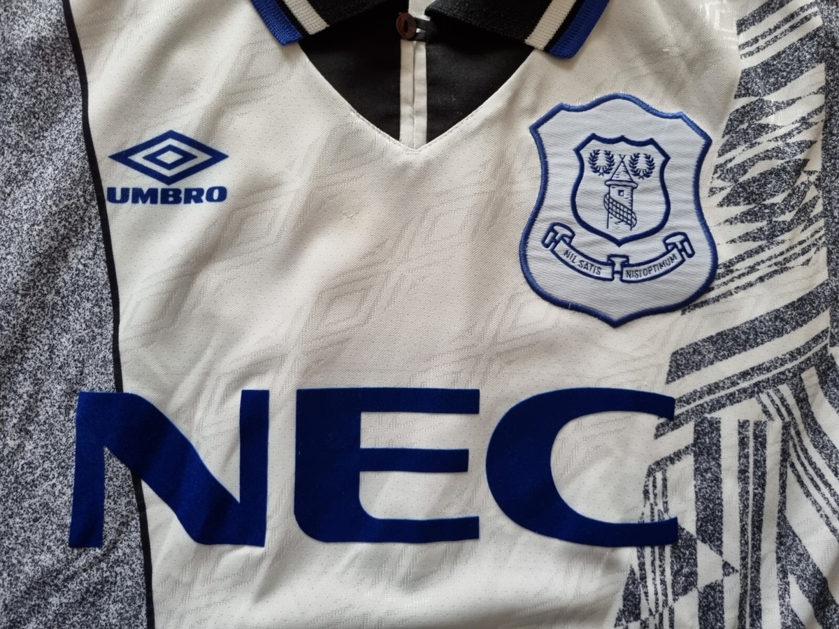 ウェア 95 AWAY UMBRO Everton FC #10 M UMBRO Everton FC 1995 Away Jersey Shirt M Vintage NEC Logo
