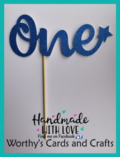 1 Cake Topper Glitter Card 1st Birthday Cake Decoration Pick One (4 inch)