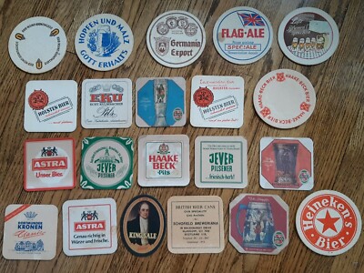 LOT OF 20 VINTAGE BEER BAR COASTERS 50's German Breweries GERMANY round/square
