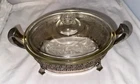 Royal Rochester Covered Pyrex Engraved CASSEROLE 193 w/METAL Footed Stand 1213