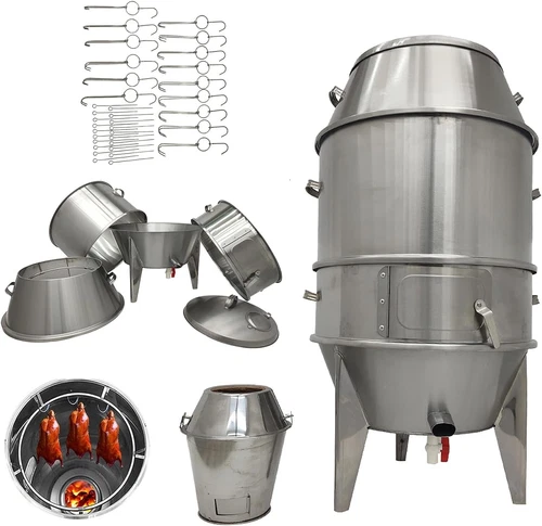 Charcoal Chicken/Duck Roaster Oven Roasting Machine BBQ Cooker with 15 Hooks