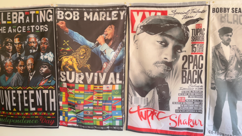 KHALID MUHAMMAD FLAG. 3Ft. X 5Ft. FLAGs. MALCOLM X, MLK, HUEY P. NEWTON - Video 1 of 1