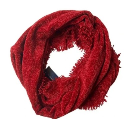 NEW Charter Club Womens Loop Infinity Scarf Red Chenille Soft, One Size