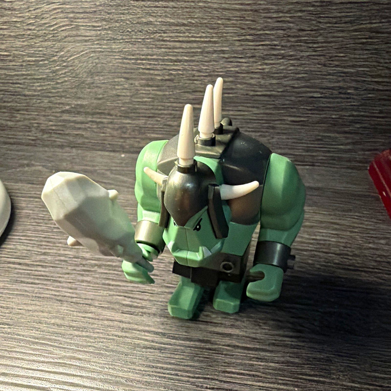 Bigfig Horned Figure Green/Black/Gray/White w/ Club Accessory For LEGO Castle