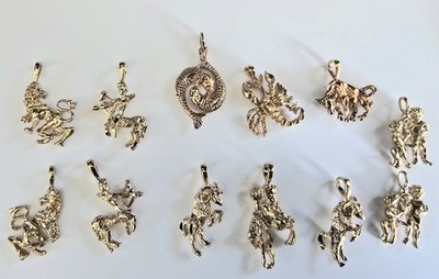 Zodiac Gold Pendants Lot Of 12