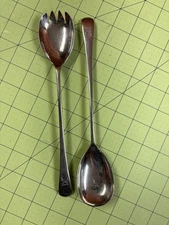 Serving Spoon & Fork Set, England, Cooper Bros & Sons, Silverplate, Vintage