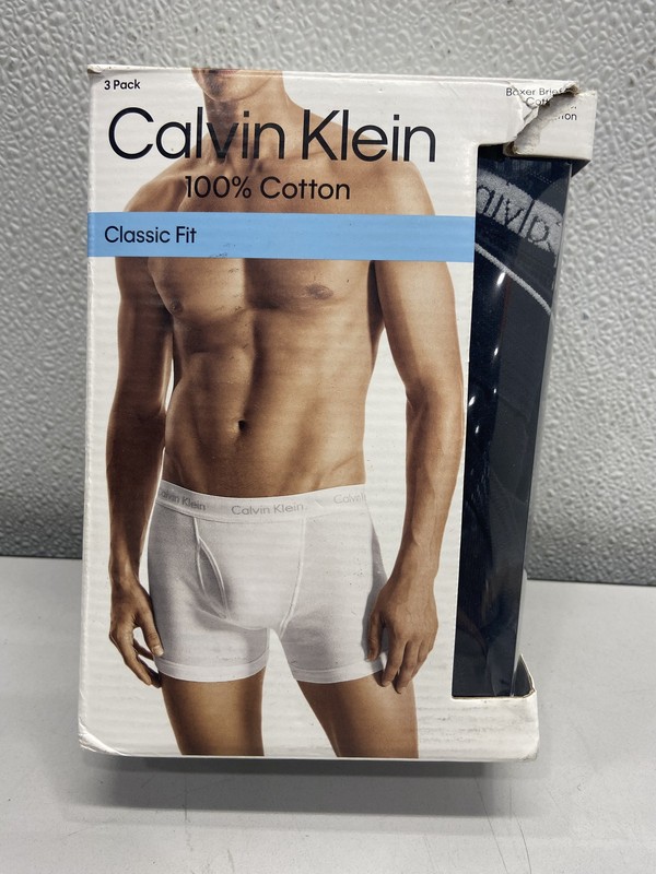 Calvin Klein Mens 3 Pack Boxer Briefs Size 2XL Black Cotton Classics Breathable