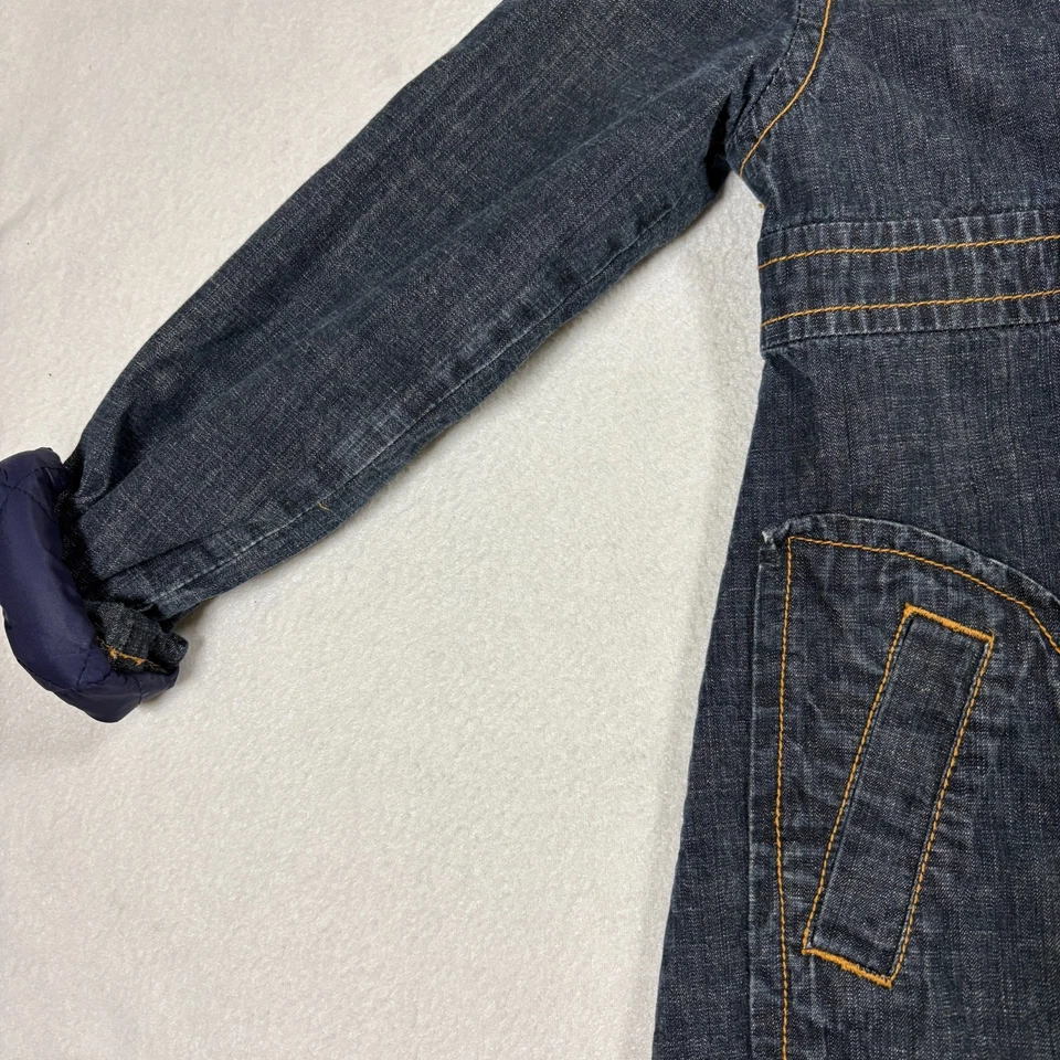 Chaqueta Sherpa Denim Roxy Niñas Abrigo Jean Azul Medio Forrado Difuso Sin Capucha Invierno Foto 4 de 4