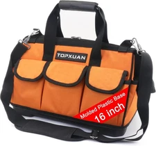 Tool Bag 16 Inch Molded Plastic Base Heavy Duty Waterproof Orange Tool Organizer