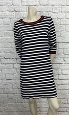 TALBOTS PETITES WOMEN'S RED WHITE & BLUE STRIPED 3/4 SLEEVE DRESS SIZE PM