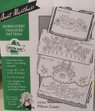 Aunt Martha's 3436 FLORAL PILLOW CASE MOTIF 4 Design Embroidery Transfer Pattern