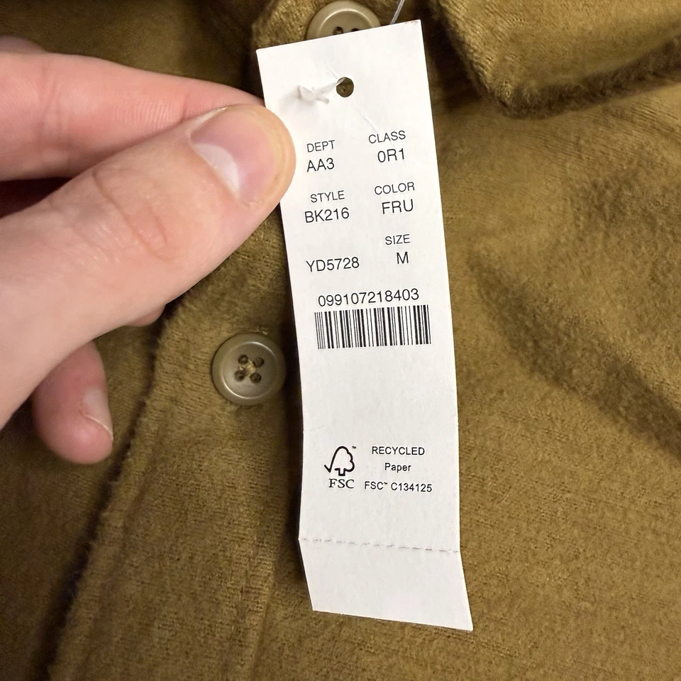 NWT J CREW Men Medium Heavyweight Chamois Flannel Work Shirt Oarsman Brown BK216 - Image 3 of 4