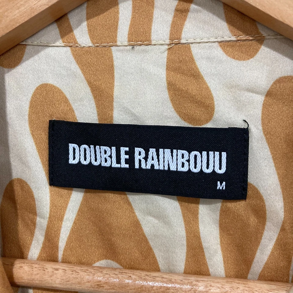 Double Rainbow Mens Shirt Size Medium Brown Flames Button Short Sleeve 43013 - Image 4 of 4