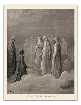 Gustave Doré  Dante and the Spirits of the Moon  Vintage Divine Comedy Art Print