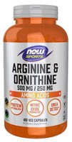 Now Foods Arginine & Ornithine, 500/250 - 100 Caps (219,90 Eur/Kg)