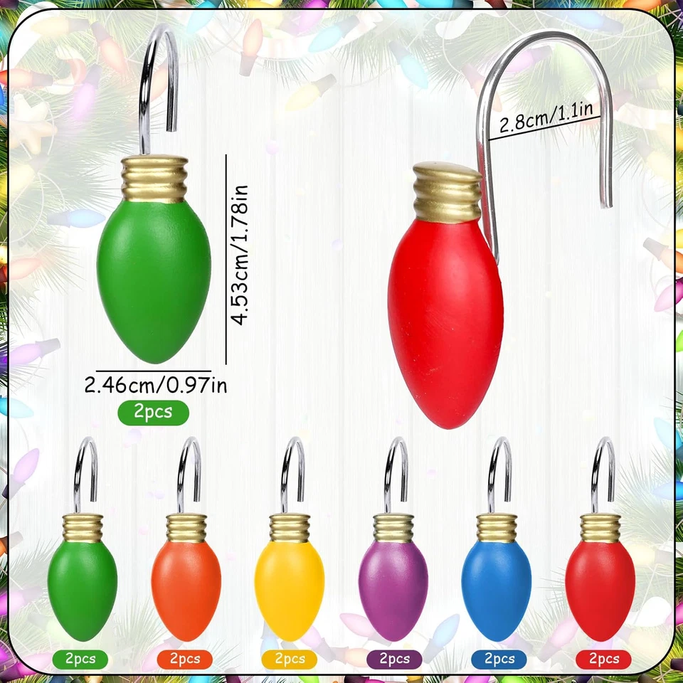 12 Piezas Ganchos para Cortina de Ducha de Navidad Cadena de Luces de Navidad Anillos de Barra de Cortina Decora Foto 2 de 4