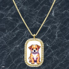 New Cute Dog Puppy Pendant Necklace Photo Design Radiant Gold Tone Best