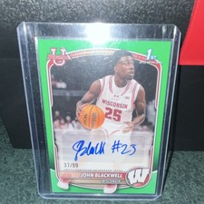 Bowman 2025-26 Bowman Basketball John Blackwell PA-JB Green Auto /99 Wisconsin